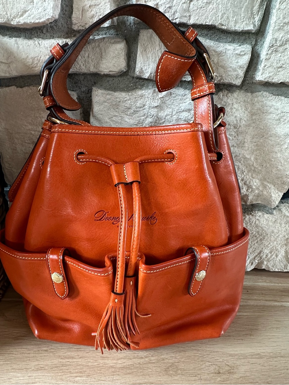 Dooney & Bourke Florentine Leather drawstring Distinguished Tassel Accents - Picture 4 of 12